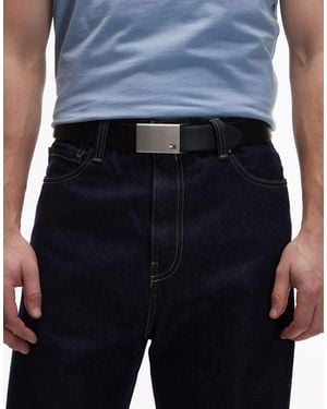 Tommy Hilfiger Metal Clasp Leather Belt - Blue