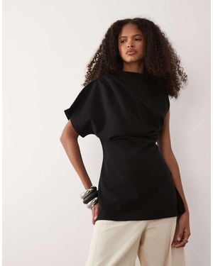 Y.A.S Asymmetrische Top Van Premium Jersey Met Structuur - Zwart