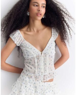 Stradivarius Fluid Top With Buttons - Grey