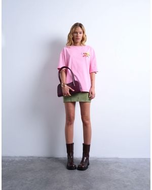 TOPSHOP Graphic Emmne-moi Paris Oversized Tee - White