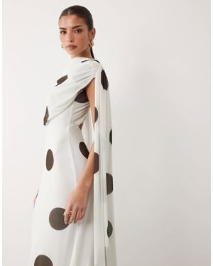 ASOS Scarf Neck Mono Spot Maxi Dress - Natural