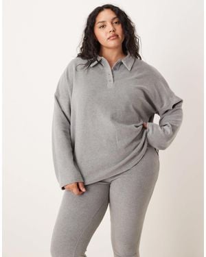 ASOS Asos design curve - sweat polaire léger à assortir avec col - clair - Gris
