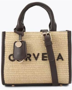 Carvela Kurt Geiger Frame Raffia Micro Cross Body - Brown