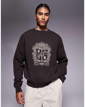 Prohibited Jersey Con Logo De Emblema De Punto De - Gris