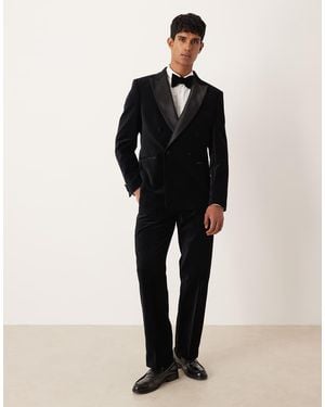 ASOS Straight Leg Tuxedo Suit Trousers - Black