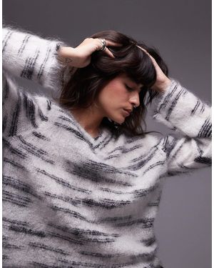 TOPSHOP – premium – strickpullover aus mohair - Grau