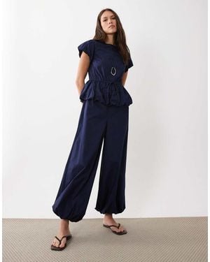 ASOS Mono Largo De Pernera Bombacha Con Sobrefalda De - Azul