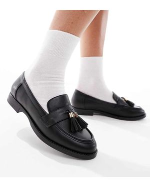 London Rebel Mocasines Clásicos Negros Con Borlas Amelia De - Blanco