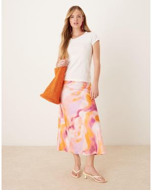 Y.A.S Blur Print Midi Skirt - Pink