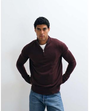 Brave Soul 1/4 Zip Knit Jumper - Blue