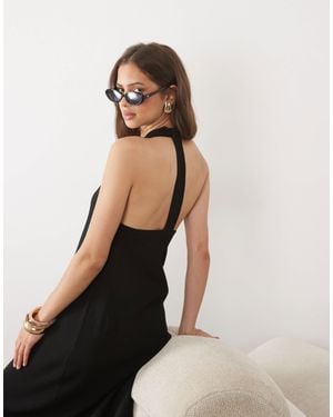 Mango Slinky Halterneck Maxi Dress - Natural