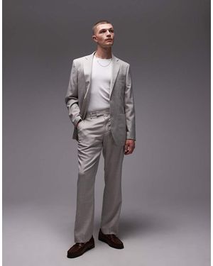 TOPMAN Straight Suit Trousers - Grey