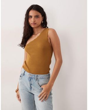 Jdy One Shoulder Scallop Edge Top - Blue