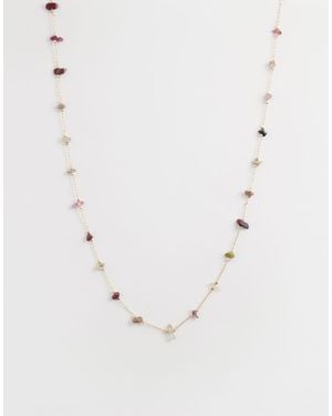 ASOS Short Necklace With Faux Stone Chipping Details - Natural