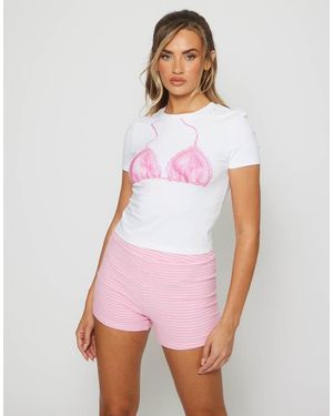 South Beach Bikini Top Printed Baby Tee - White