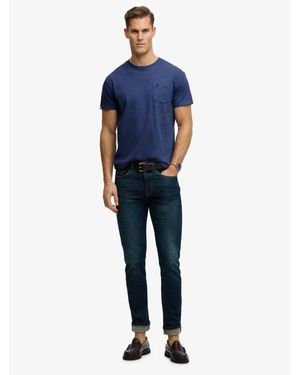 Superdry Classic Cotton Linen Pocket T-Shirt - Blue