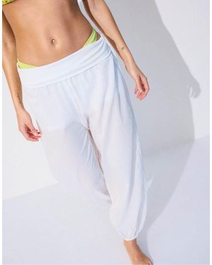 Stradivarius Balloon Trousers With Turn-down Waist - Blue