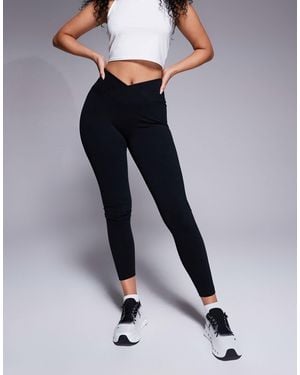 4505 Hourglass Icon Wrap Waist Yoga legging - Blue