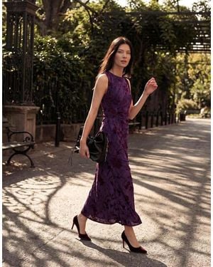 Desigual Midi Flocked Dress - Purple