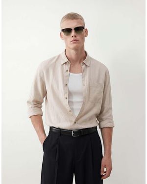 ASOS Relaxed Linen Blend Shirt - Natural
