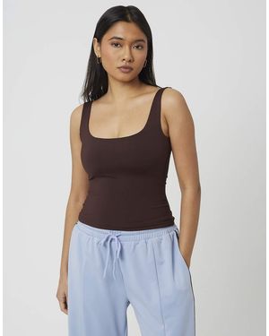 Brave Soul Jersey Square Neck Vest - Blue