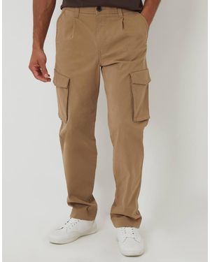 Threadbare Relaxed Fit Cotton Cargo Trousers With Stretch - Natural