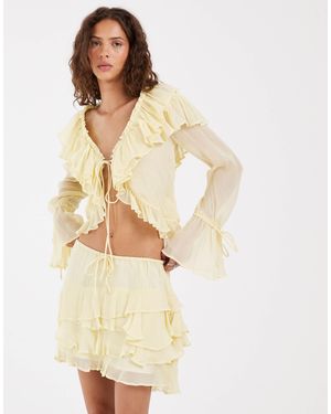 Muse Assembly Ivy minirock im co-ord mit rüschenlagen - Natur