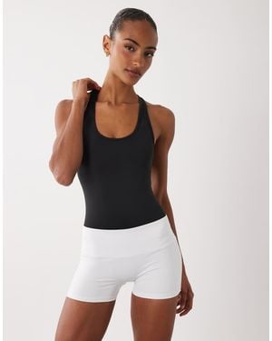 4505 Plush Handle Scoop Neck Body With Inner Bra - White