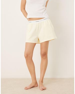 Calvin Klein Logo Waistband Jersey Shorts Co-Ord - Natural