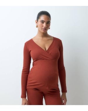 Mama.licious Mamalicious Maternity Jersey Wrap Front Nursing Friendly Top Co-ord - Red