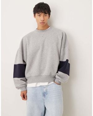 ASOS Extreme Oversized Sweatshirt With Panel Sleeve Details - Grey
