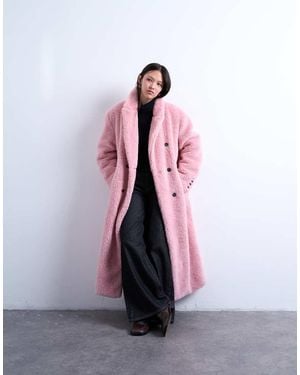 TOPSHOP Cappotto Taglio Lungo Doppiopetto - Rosa