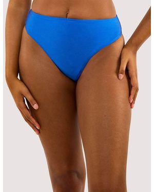 Peek & Beau Cornflower High Shine Waisted Bikini Bottom - Blue