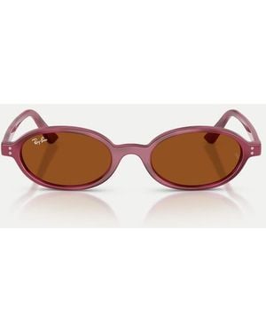 Ray-Ban Khal Oval Sunglasses With Lens - Brown