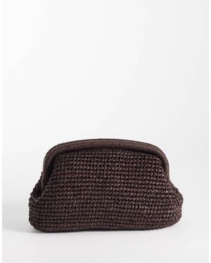 Mango Woven Clutch Purse - Brown