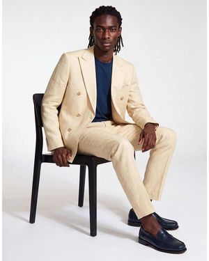 Harry Brown Giacomo Slim Fit Double Breasted Suit Jacket - Natural
