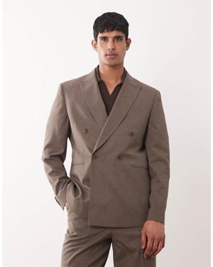ASOS Double Breasted Regular Suit Jacket - Brown