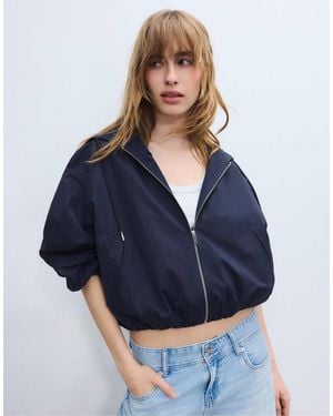 Stradivarius – basic-jacke aus nylon - Blau