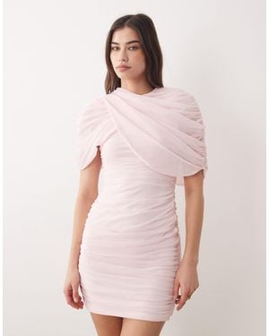 ASOS Draped Mesh Cape Mini With Shoulder Pads - Pink