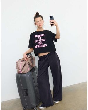 Stradivarius Cropped T-Shirt Met Print - Blauw