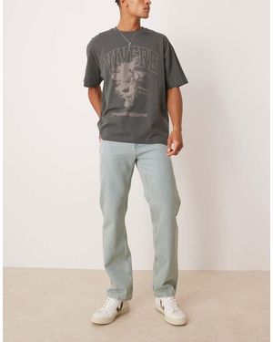 ASOS Jeans A Gamba Dritta Verde Tinto - Grigio