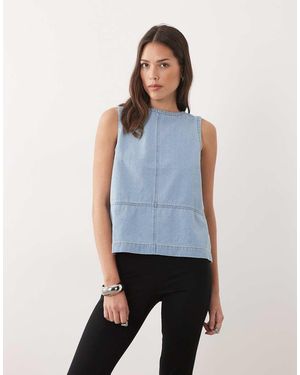 Threadbare Mouwloze Denim Top - Blauw