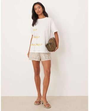 Never Fully Dressed Petite Sequin Shorts - Natural