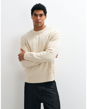 SELECTED Zopfstrickpullover - Natur