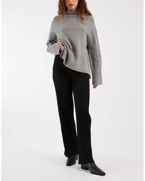Miss Selfridge Rib Wide Leg Trouser - White