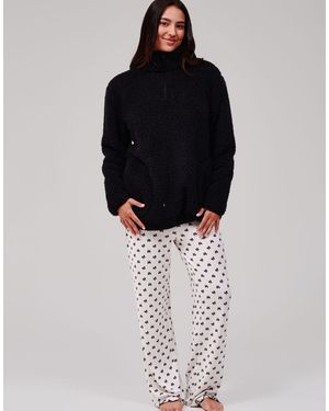 Loungeable – pullover aus teddyfell - Schwarz