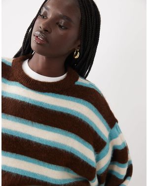 ASOS Knitted Brushed Stripe Jumper - Multicolour