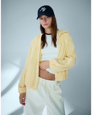 Bershka Technical Hooded Jacket - Blue