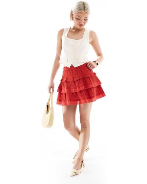 Jupe New Look Femme Rouge - Taille 12 - Coupe Ligne A - Midi - Polyester