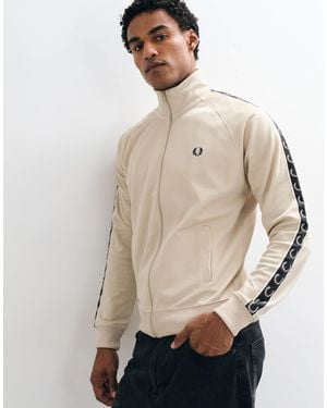 Fred Perry Kombiteil-trainingsjacke mit kontrastband, durchgehendem reißverschluss und logo - Natur
